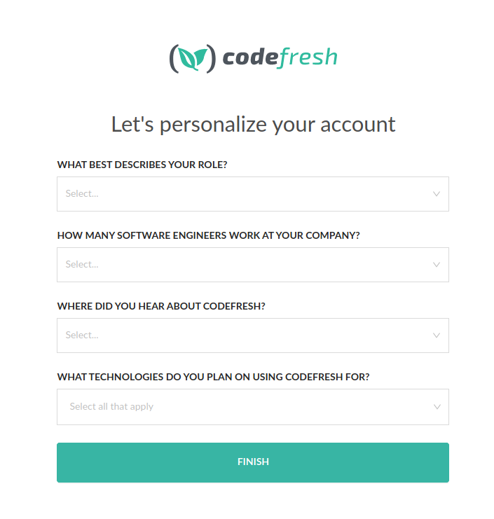 Codefresh personalize account
