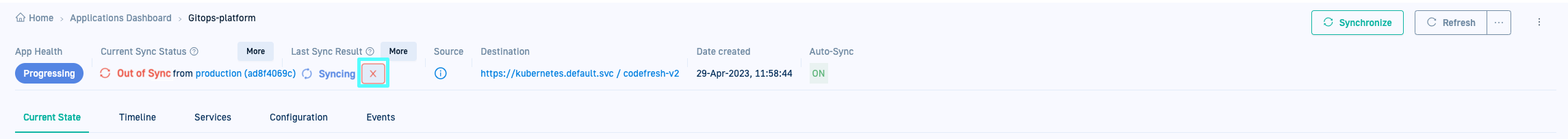 Manually terminate on-going sync
