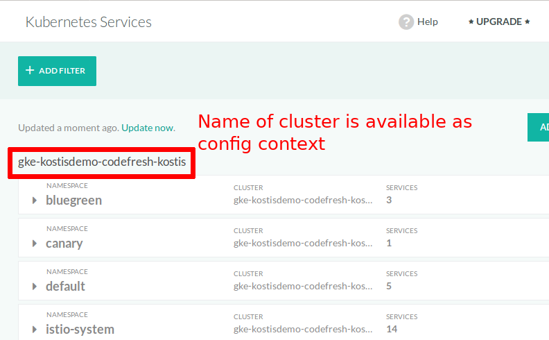 Codefresh cluster names