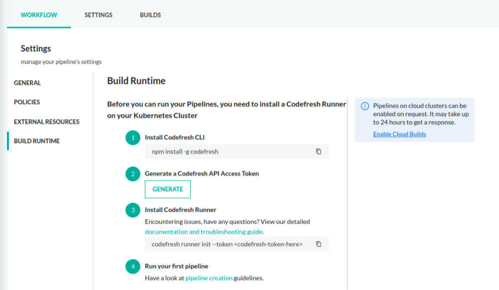 Enable Cloud Builds for pipelines