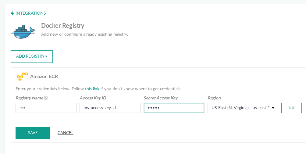 Amazon EC2 Container Registry settings