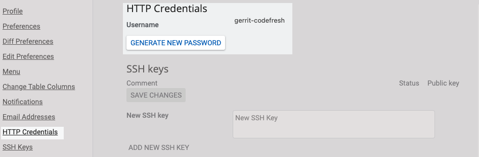 HTTP password in Gerrit