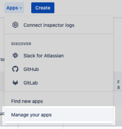 Select Manage Apps within Your Jira Account