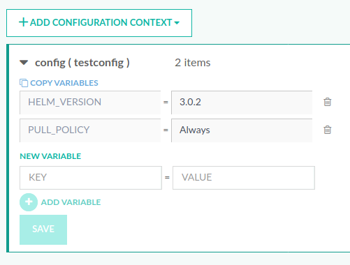 Adding shared configuration variables