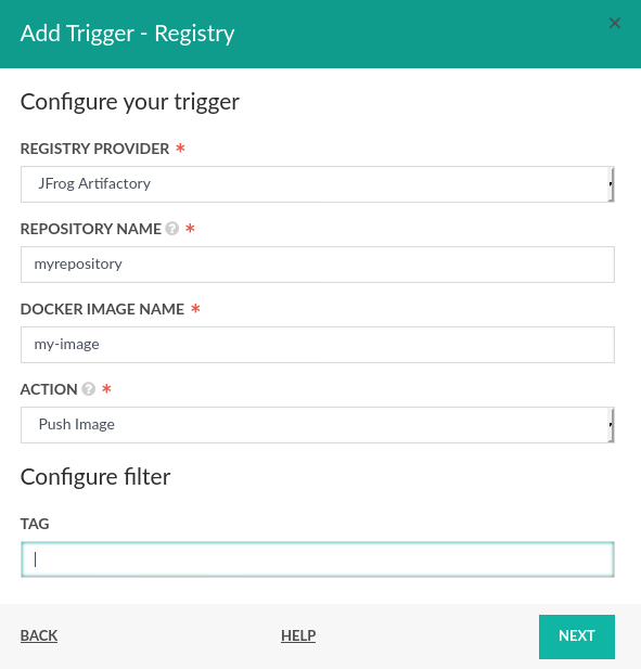 Artifactory Registry settings