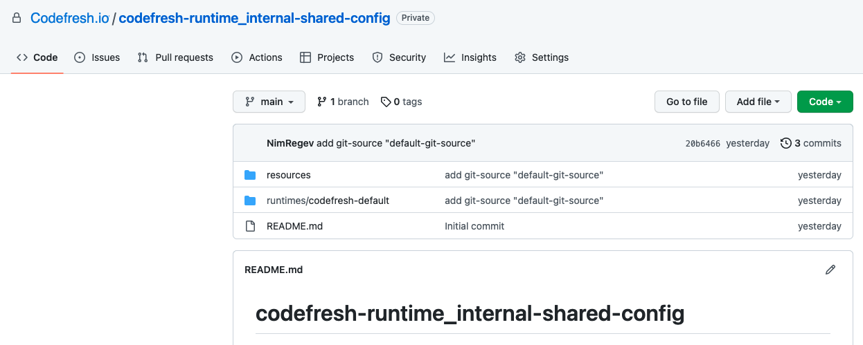 Shared configuration repo in Git