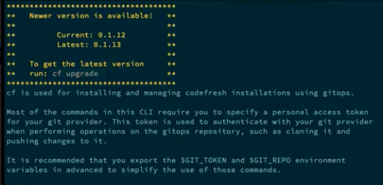 Upgrade banner for Codefresh CLI