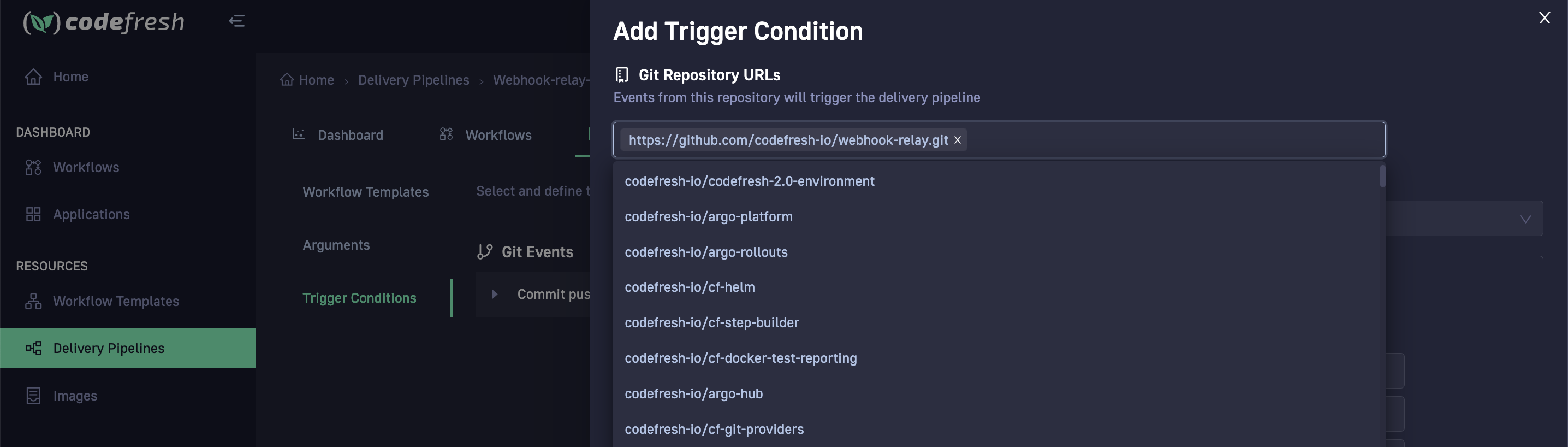 Git repo selection for Delivery Pipelines