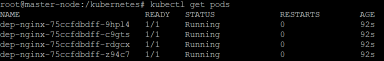 Example 1 output - list of pods 