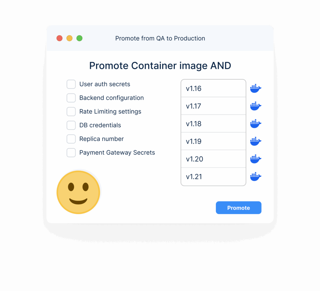 Promote container and settings